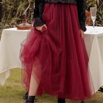 Duga maxi suknja od tila plus veličine Ženske balske haljine visokog struka za 2021. Ljetne tutu suknje s elastičnim strukom za odrasle Jupe Longue Femme