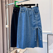 Fusta de blugi vintage cu bandaj de vară, 2023