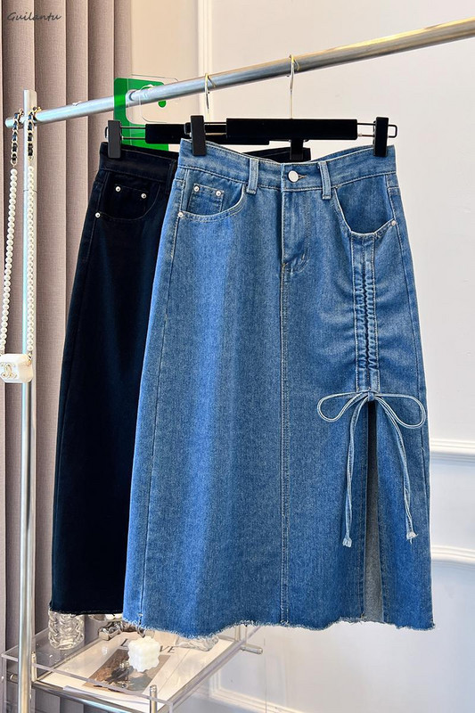 Fusta de blugi vintage cu bandaj de vară, 2023