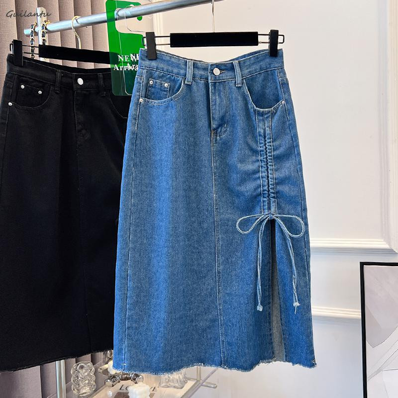 Fusta de blugi vintage cu bandaj de vară, 2023