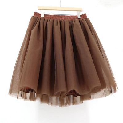 Γυναικείες Lolita Petticoat falda Mujer saia jupe Μυστική μόδα Μπεζ φούστα τούλι Vintage πλισέ φούστες Προσαρμοσμένο 7 Layer Plus μέγεθος