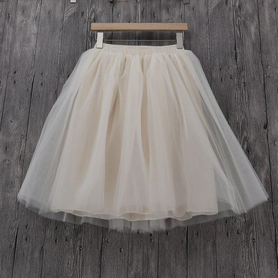 Γυναικείες Lolita Petticoat falda Mujer saia jupe Μυστική μόδα Μπεζ φούστα τούλι Vintage πλισέ φούστες Προσαρμοσμένο 7 Layer Plus μέγεθος