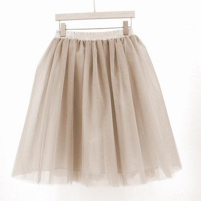 Γυναικείες Lolita Petticoat falda Mujer saia jupe Μυστική μόδα Μπεζ φούστα τούλι Vintage πλισέ φούστες Προσαρμοσμένο 7 Layer Plus μέγεθος