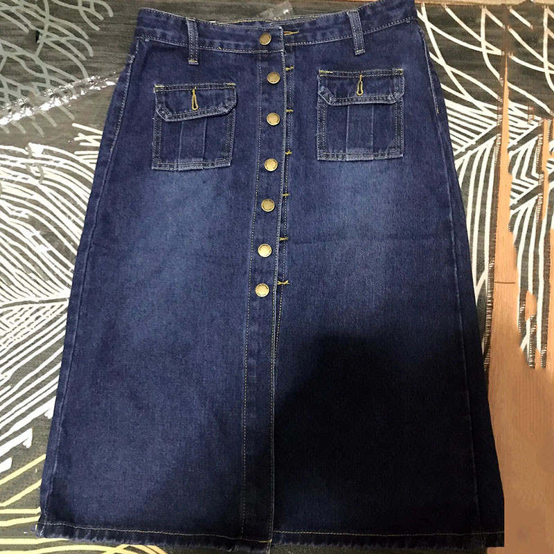 Korėjietiškas su diržu Baggy Plus Size 4XL Button Fly A linijos džinsiniai sijonai iki vidurio blauzdos Moteriška gatvės apranga Elegantiškas kaubojų sijonas aukštu juosmeniu