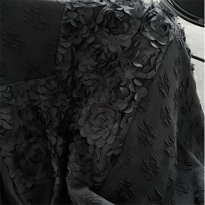 Ulična odjeća velike veličine 4xl 3d cvjetna crna duga suknja Korejska modna elastična suknja visokog struka A-kroja Elegantne ženske plisirane suknje