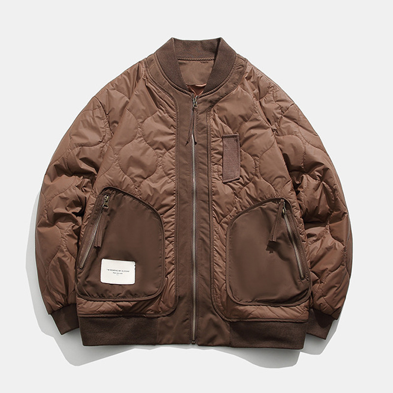 Zimska muška retro ležerna bejzbol uniforma s patentnim zatvaračem velikog džepa i pamučnom podstavom u boji, tanka uniforma za parove High Street