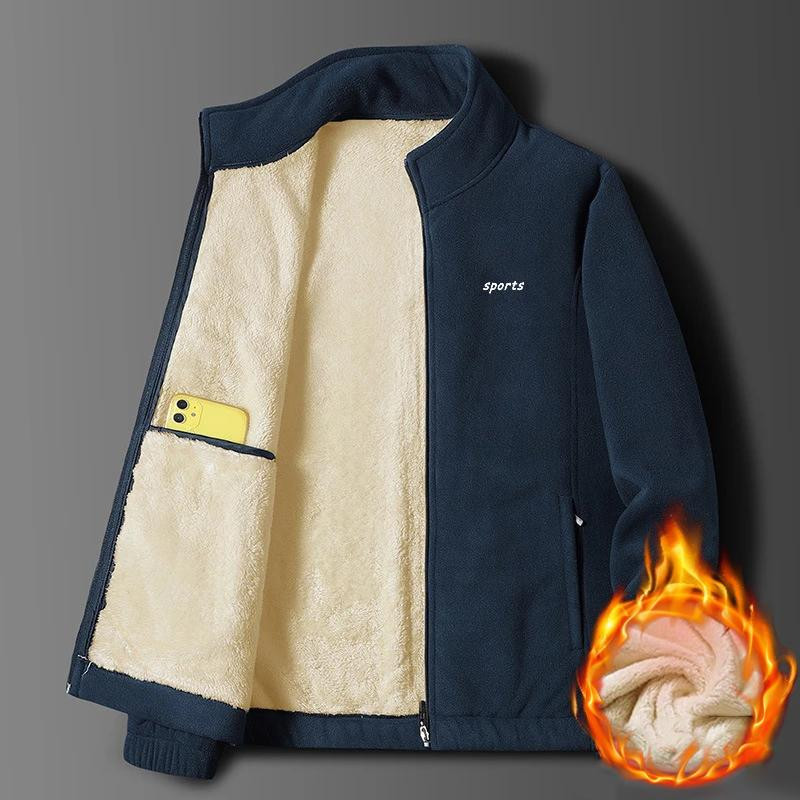 Jachete de căptușeală din lână pentru bărbați, noi de iarnă, jachetă îngroșată pentru bărbați, fleece, caldă, guler stand, paltoane de exterior pentru bărbați, ocazional cu mânecă lungă, îmbrăcăminte 5XL