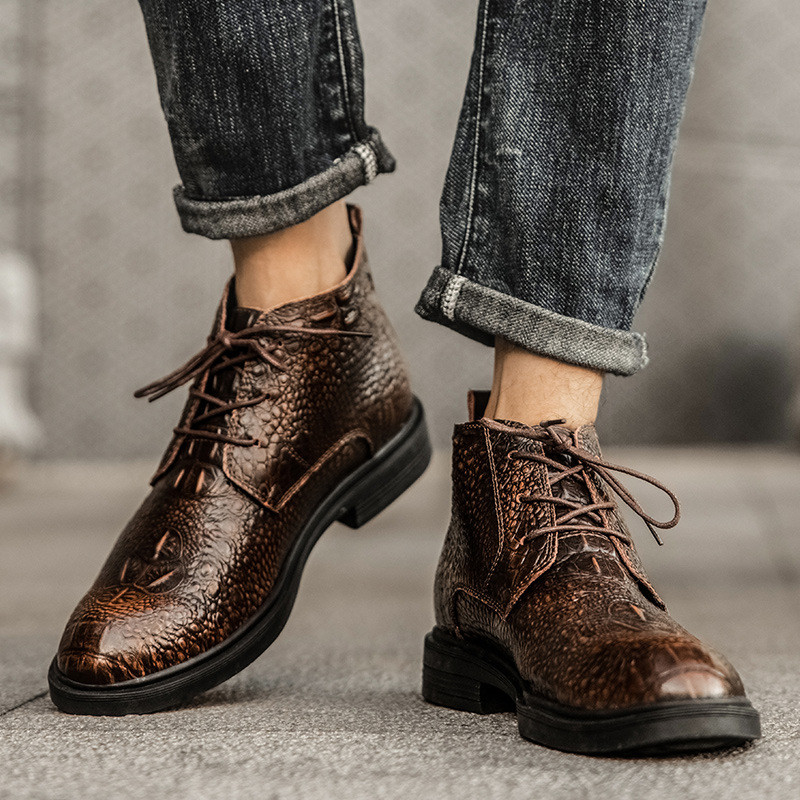 Poslovne svečane muške kožne cipele s visokim gornjim dijelom od goveđe kože u različitim kombinacijama, ležerne trendi cipele, kratke čizme