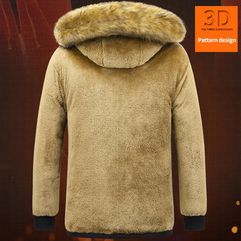 2023 New Men Winter Parka Fleece Παλτό με χοντρό γιακά με κουκούλα, ανδρικό μέγεθος 5XL, βελούδινο μπουφάν Φθινοπωρινής εργασίας, Μαύρο