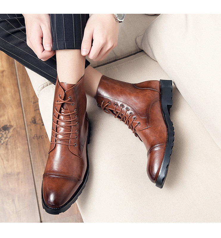 Nauji vyriški rudi suvarstomi Martin Boots Madingi universalūs odiniai batai