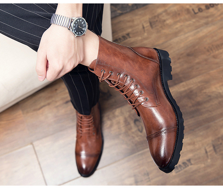 Nauji vyriški rudi suvarstomi Martin Boots Madingi universalūs odiniai batai