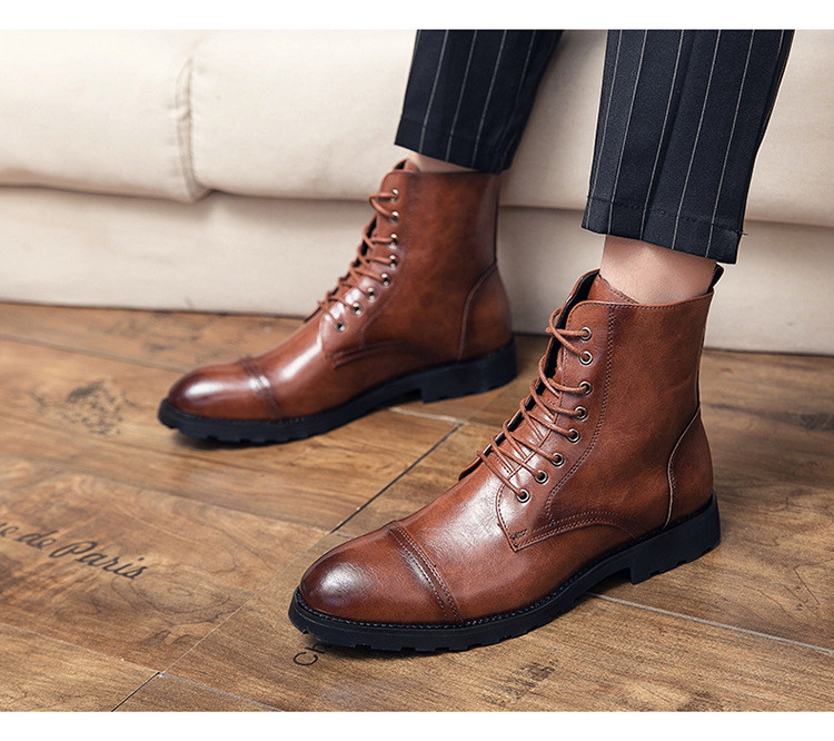 Nauji vyriški rudi suvarstomi Martin Boots Madingi universalūs odiniai batai