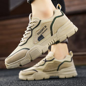 Pánske turistické topánky v kórejskom štýle s okrúhlou hlavou a šnurovacími teniskami, plus size ploché tenisky, dizajnérske tenisky, pánske športové topánky