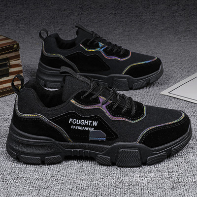 Pánske turistické topánky v kórejskom štýle s okrúhlou hlavou a šnurovacími teniskami, plus size ploché tenisky, dizajnérske tenisky, pánske športové topánky