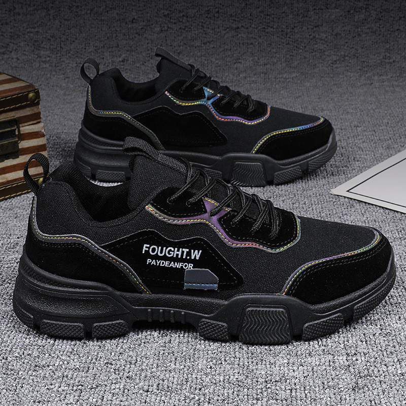 Pánske turistické topánky v kórejskom štýle s okrúhlou hlavou a šnurovacími teniskami, plus size ploché tenisky, dizajnérske tenisky, pánske športové topánky