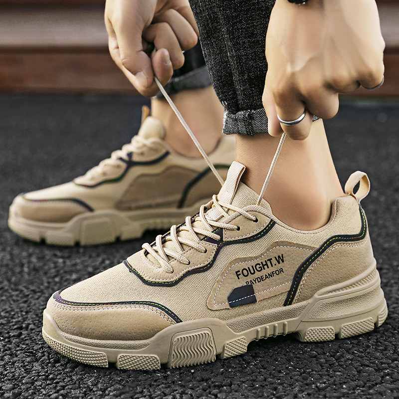 Pánske turistické topánky v kórejskom štýle s okrúhlou hlavou a šnurovacími teniskami, plus size ploché tenisky, dizajnérske tenisky, pánske športové topánky