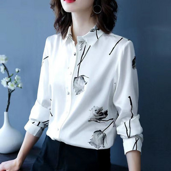Елегантна модна розова блуза от висок клас, нова дамска бяла едноредна дамска риза с дълъг ръкав 2023 г.