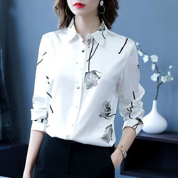 Елегантна модна розова блуза от висок клас, нова дамска бяла едноредна дамска риза с дълъг ръкав 2023 г.