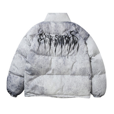 GONTHWID Graffiti Ink Tie Dye Print Βαμβακερή επένδυση Puffer Parka Jackets Streetwear Hip Hop Winter Casual Punk Rock Parkas Hipster