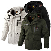 Žieminė nauja vilna šilta stora parkas Vyriška madinga gobtuvu kailinė apykakle nuo vėjo nepraleidžianti parkinė striukė Vyriška klasikinė laisvalaikio striukė vyriška