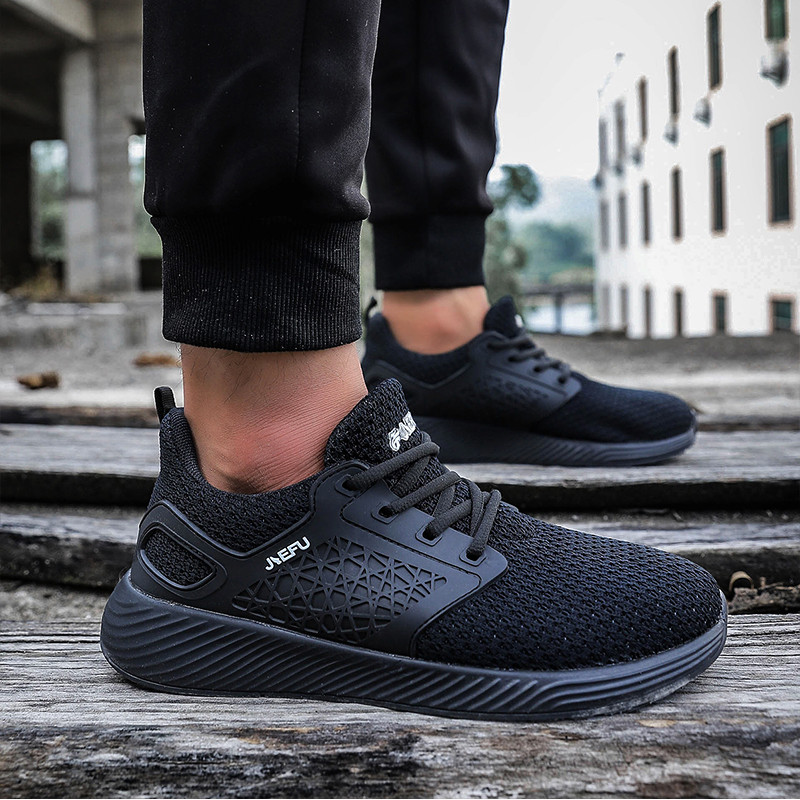 Lengvi apsauginiai batai Vyriški unisex darbo treniruokliai Moteriški plieniniai pirštai, neslystantys vientisos spalvos kvėpuojantys konstrukciniai vyriški sportbačiai