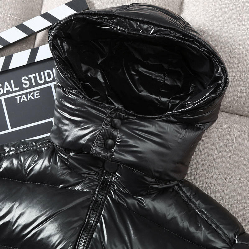Parka neagră de modă Plus Size 5XL Jachetă pentru bărbați 2023 Jachetă de iarnă cu glugă Jachetă pentru bărbați, lucioasă, rezistentă la vânt, îmbrăcăminte caldă, îmbrăcăminte de stradă