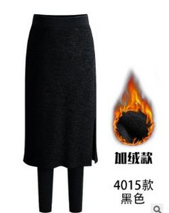 Šiltas moteriškas sijonas didelio dydžio S-6XL 2018 m. rudens žiemos storos kelnės su vilnos aksomo netikro dviejų dalių termo sijono kelnaitės