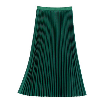 Ljetna nova jednobojna midi suknja veće veličine za žene Korejska modna elastična visoka struka plisirana suknja A-kroja Elegantna široka suknja