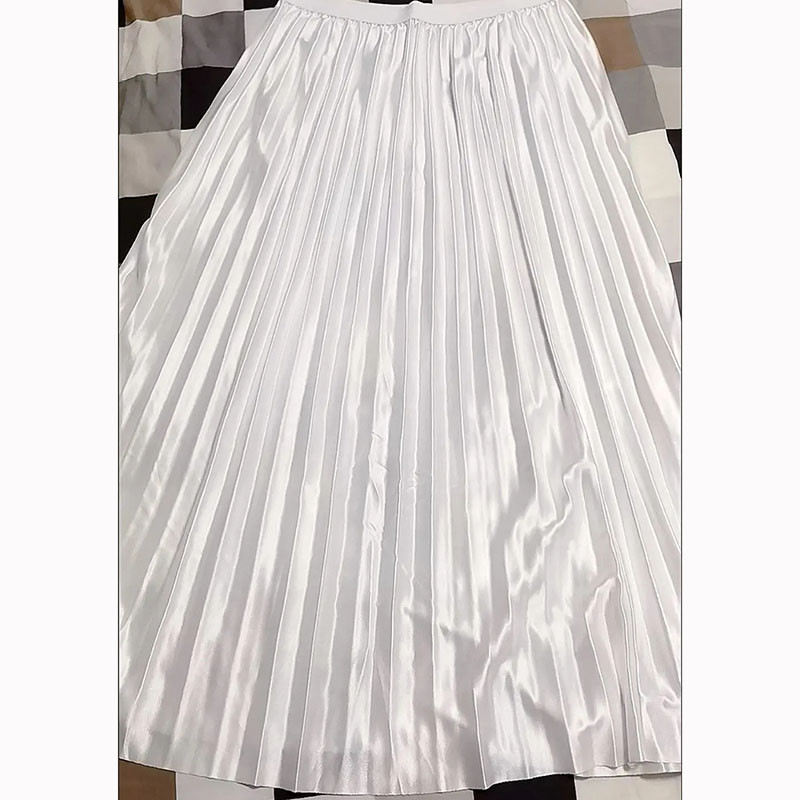 Ljetna nova jednobojna midi suknja veće veličine za žene Korejska modna elastična visoka struka plisirana suknja A-kroja Elegantna široka suknja
