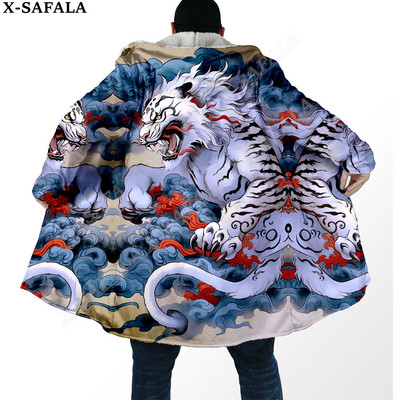 Debeli plašt iz snova s 3D ispisom The King White Tiger Skin, tople tople muške kapute s kapuljačom, kaput, ogrtač od ogrtača, otporan na vjetar-6