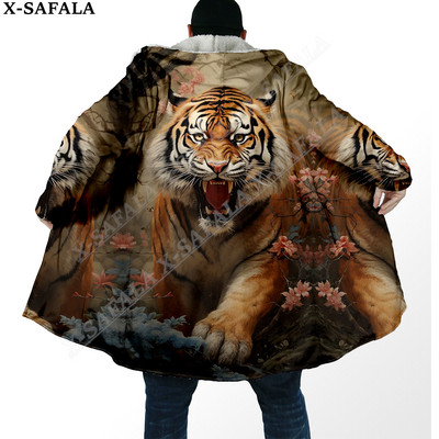 Debeli plašt iz snova s 3D ispisom The King White Tiger Skin, tople tople muške kapute s kapuljačom, kaput, ogrtač od ogrtača, otporan na vjetar-6