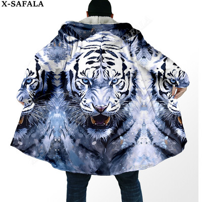 Debeli plašt iz snova s 3D ispisom The King White Tiger Skin, tople tople muške kapute s kapuljačom, kaput, ogrtač od ogrtača, otporan na vjetar-6