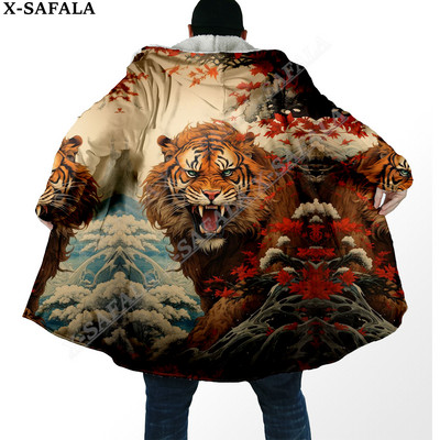 Debeli plašt iz snova s 3D ispisom The King White Tiger Skin, tople tople muške kapute s kapuljačom, kaput, ogrtač od ogrtača, otporan na vjetar-6