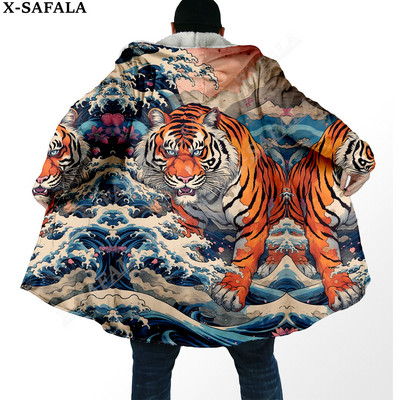 Debeli plašt iz snova s 3D ispisom The King White Tiger Skin, tople tople muške kapute s kapuljačom, kaput, ogrtač od ogrtača, otporan na vjetar-6