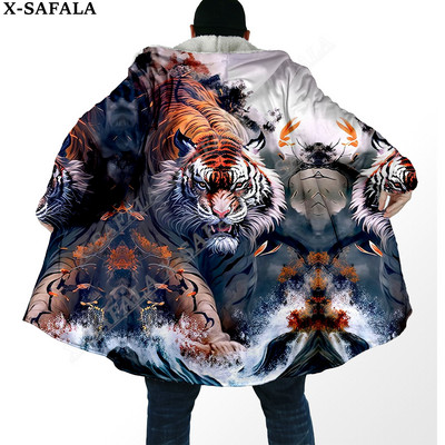 Debeli plašt iz snova s 3D ispisom The King White Tiger Skin, tople tople muške kapute s kapuljačom, kaput, ogrtač od ogrtača, otporan na vjetar-6