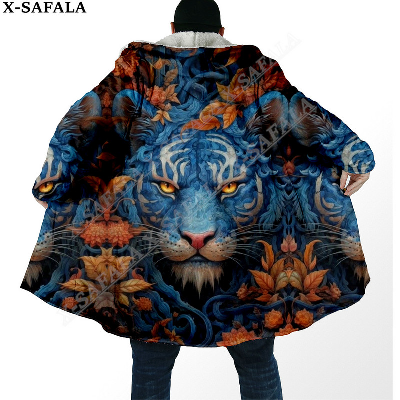 Debeli plašt iz snova s 3D ispisom The King White Tiger Skin, tople tople muške kapute s kapuljačom, kaput, ogrtač od ogrtača, otporan na vjetar-6