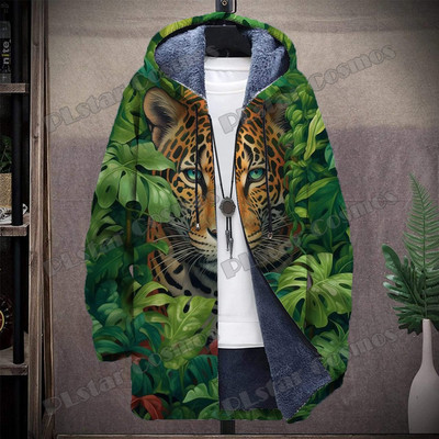 Animal Lion And Tiger Retro Graffiti μοτίβο 3D τυπωμένο ανδρικό παλτό με κουκούλα Χειμερινό casual παχύ Ζεστό μπουφάν με κουκούλα HR04