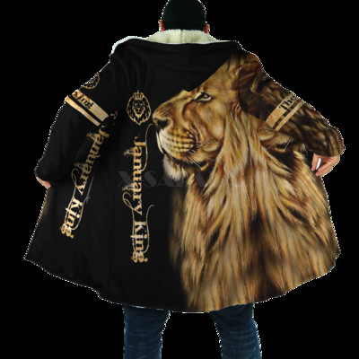 King Alpha Lion I Belong To Jesus Kaput Kaput Debeli topli plašt s kapuljačom s printom za muškarce Vjetrootporni flis Unisex Casual-1