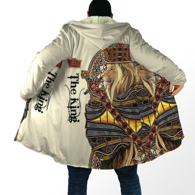King Alpha Lion I Belong To Jesus Kaput Kaput Debeli topli plašt s kapuljačom s printom za muškarce Vjetrootporni flis Unisex Casual-1