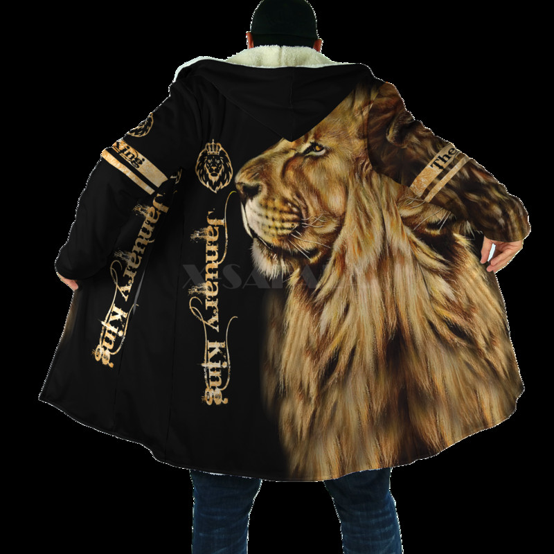 King Alpha Lion I Belong To Jesus Kaput Kaput Debeli topli plašt s kapuljačom s printom za muškarce Vjetrootporni flis Unisex Casual-1