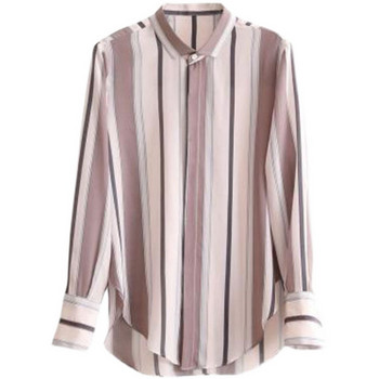 Дамско облекло Ежедневна раирана едноредна блуза Пролет Есен Модна шифонена риза с дълги ръкави