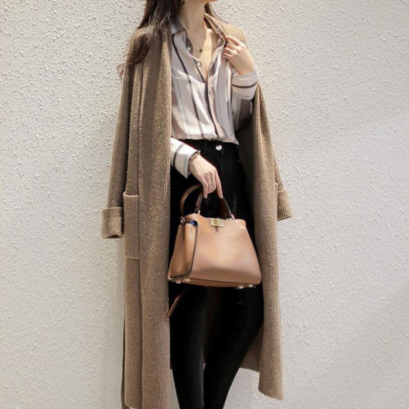 Îmbrăcăminte pentru femei Ocazional în dungi Bluză cu un singur piept Primăvară Toamnă Mânecă lungă Moda Guler răsturnat Cămașă din șifon asortată