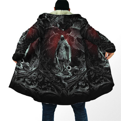 Χειμερινός άντρες για γυναίκες μανδύας θεός του θανάτου 3D τυπωμένος μανδύας fleece ανεμοθραύστης ζεστός μανδύας κουκούλας