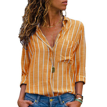 Bella Philosophy Φθινοπωρινή casual ριγέ γυναικεία μπλούζα με λαιμόκοψη μακριά μανίκια σε συν μέγεθος γυναικείο πουκάμισο Blusas Vintage μπλουζάκια chehemise femme