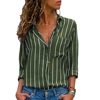 Bella Philosophy Φθινοπωρινή casual ριγέ γυναικεία μπλούζα με λαιμόκοψη μακριά μανίκια σε συν μέγεθος γυναικείο πουκάμισο Blusas Vintage μπλουζάκια chehemise femme