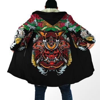 PLstar Cosmos 3Dprinted Knight Oni Mask Art Cloak Coat Hooded Warm Casual Unqiue Unisex Άνδρας/Γυναίκα Premium Hrajuku US Μέγεθος W-3