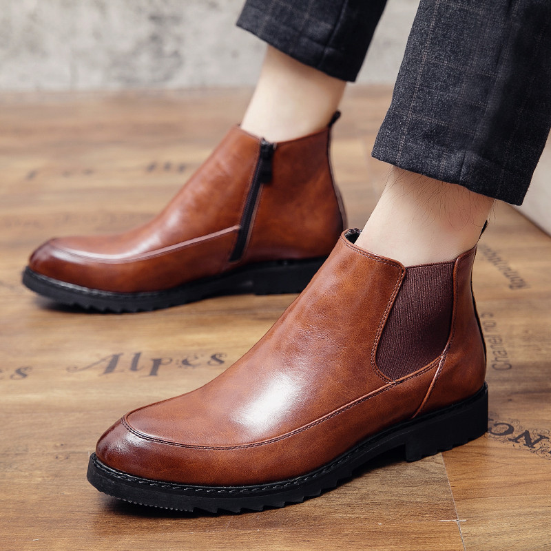 muške ležerne poslovne vjenčanice svečana haljina chelsea čizme cipele od kože crne smeđe gležnjače kaubojske botas hombre zapatos