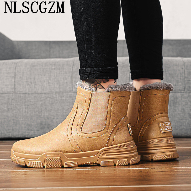 Cizme groase pentru bărbați Pantofi de motocicletă pentru bărbați Cizme de iarnă pentru bărbați Cizme chelsea pentru bărbați 2023 Pantofi casual din piele Bărbați кроссовки