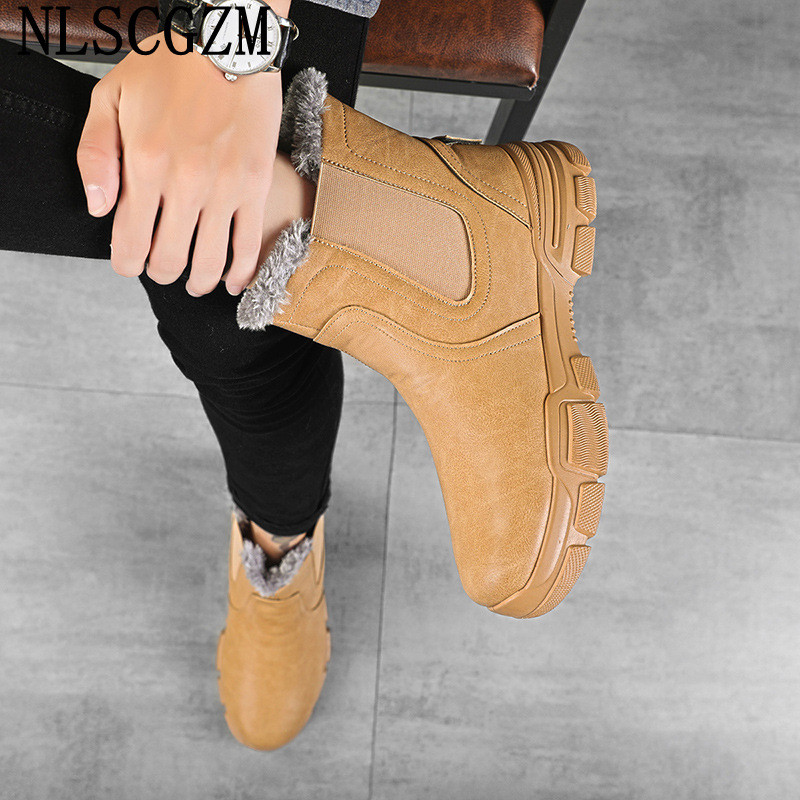 Cizme groase pentru bărbați Pantofi de motocicletă pentru bărbați Cizme de iarnă pentru bărbați Cizme chelsea pentru bărbați 2023 Pantofi casual din piele Bărbați кроссовки