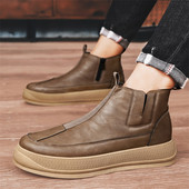 Νέες φθινοπωρινές χειμερινές κάλτσες Μπότες Ανδρικά Μποτάκια Πλατφόρμα Μαύρα Παπούτσια για Άντρες Chunky Punk Μοτοσικλέτα Μποτάκια Gothic Shoes Сапоги